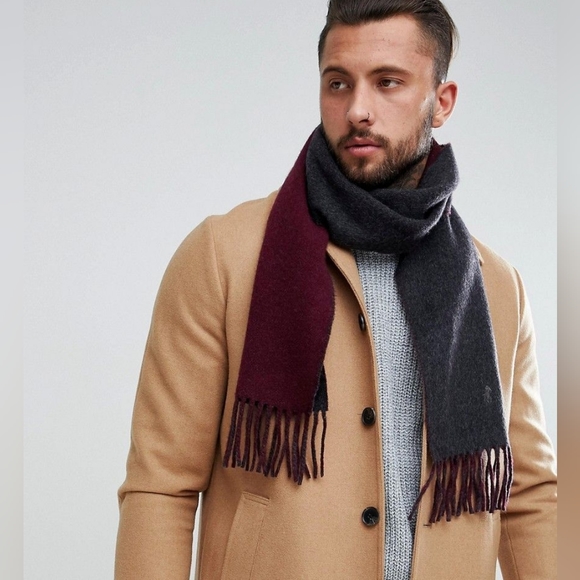 Polo Ralph Lauren Men's Classic Reversible Wool Scarf Navy Blue Grey - Picture 16 of 16